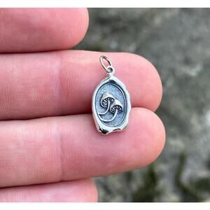Sterling Silver Mushroom Wax Seal Charm, Silver Mushroom Wax Seal Pendant